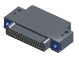 NK-2E2-037-325-TH00 - Nano-miniature D-shaped right angle plated through hole (PTH) board mount connector with mounting holes, 2 rows with 37 contacts, and no hardware. (Plug)
