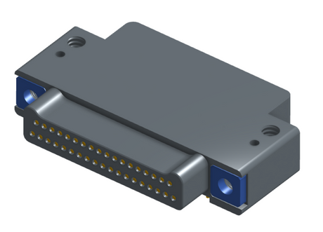 NK-2E2-037-325-TH00 - Nano-miniature D-shaped right angle plated through hole (PTH) board mount connector with mounting holes, 2 rows with 37 contacts, and no hardware. (Plug)