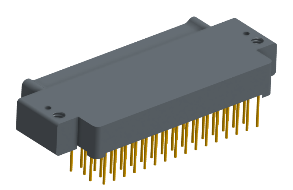 NK-2E2-065-335-0000 - Nano-miniature D-shaped right angle plated through hole (PTH) board mount connector with mounting holes, 2 rows with 65 contacts, and no hardware. (Plug)