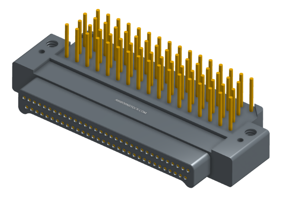 NK-2E2-065-335-0000 - Nano-miniature D-shaped right angle plated through hole (PTH) board mount connector with mounting holes, 2 rows with 65 contacts, and no hardware. (Plug)