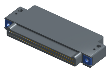 NK-2E2-065-325-TH00 - Nano-miniature D-shaped right angle plated through hole (PTH) board mount connector with mounting holes, 2 rows with 65 contacts, and no hardware. (Plug)