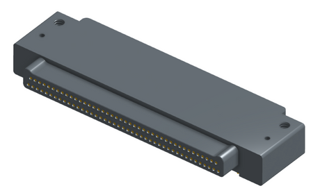 NK-2E2-085-335-0000 - Nano-miniature D-shaped right angle plated through hole (PTH) board mount connector with mounting holes, 2 rows with 85 contacts, and no hardware. (Plug)