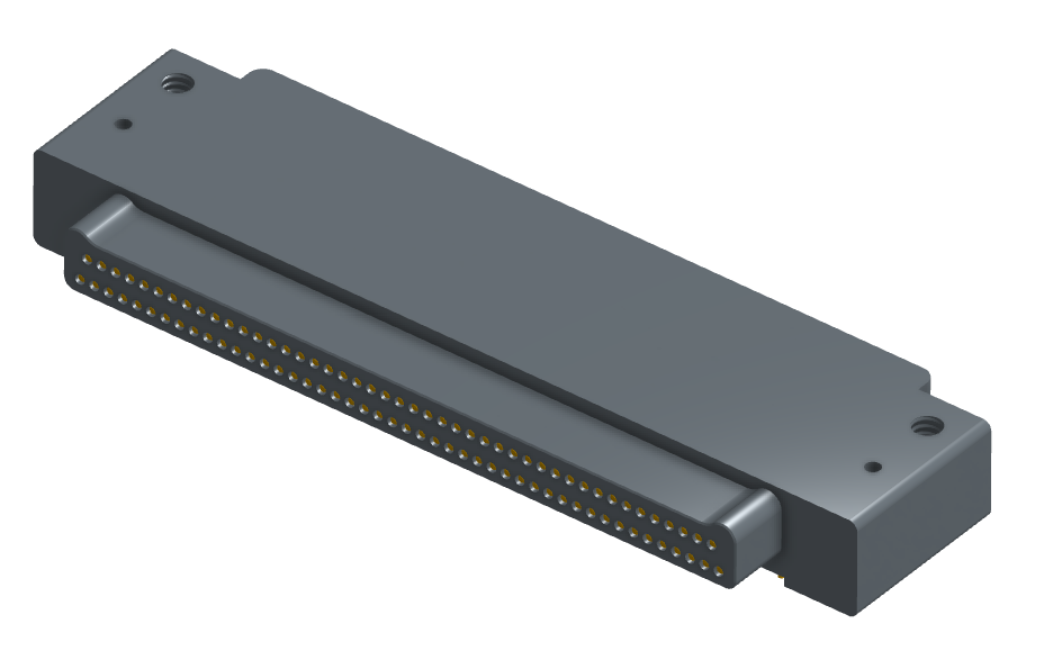 NK-2E2-091-335-0000 - Nano-miniature D-shaped right angle plated through hole (PTH) board mount connector with mounting holes, 2 rows with 91 contacts, and no hardware. (Plug)