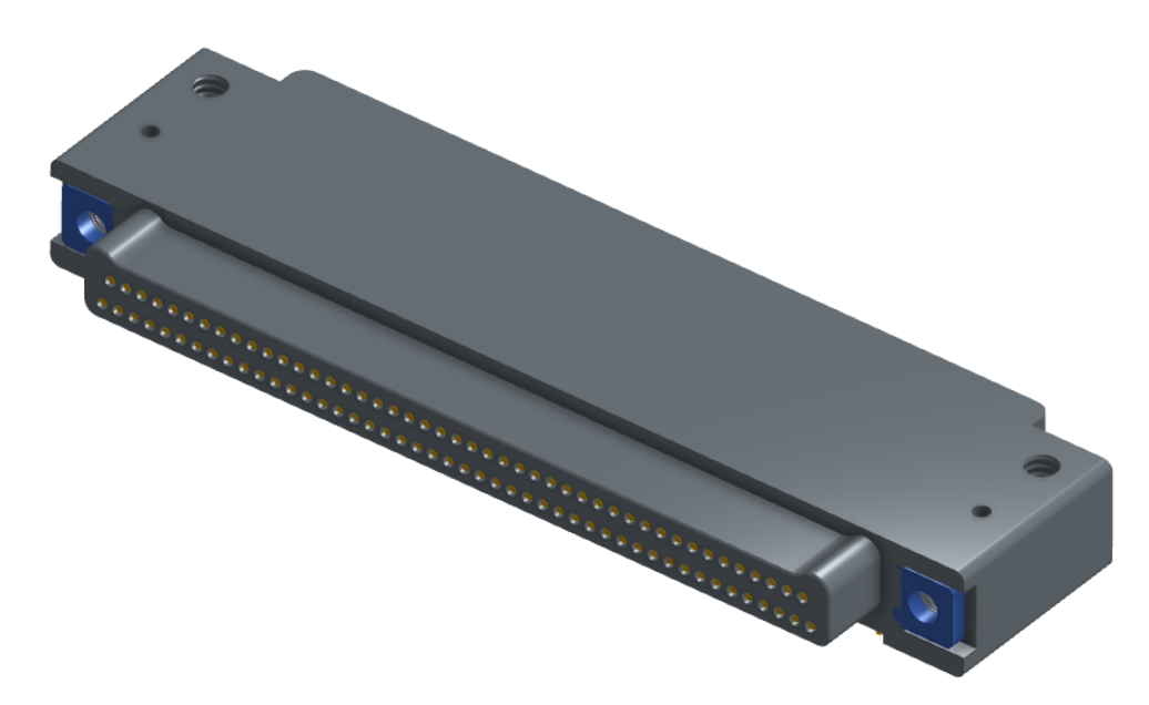 NK-2E2-091-338-TH00 - Nano-miniature D-shaped right angle plated through hole (PTH) board mount connector with mounting holes, 2 rows with 91 contacts, and no hardware. (Plug)