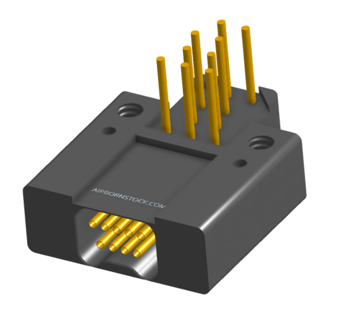 NK-2F2-009-445-0000 - Nano-miniature D-shaped right angle plated through hole (PTH) board mount connector with mounting holes, 2 rows with 9 contacts, and no hardware. (Receptacle)
