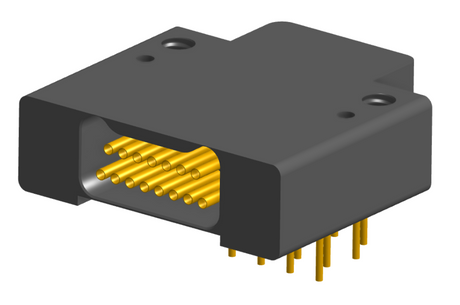 NK-2F2-015-435-0000 - Nano-miniature D-shaped right angle plated through hole (PTH) board mount connector with mounting holes, 2 rows with 15 contacts, and no hardware. (Receptacle)