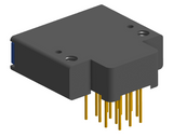NK-2F2-015-435-TH00 - Nano-miniature D-shaped right angle plated through hole (PTH) board mount connector with mounting holes, 2 rows with 15 contacts, and threaded holes for attachment hardware. (Receptacle)
