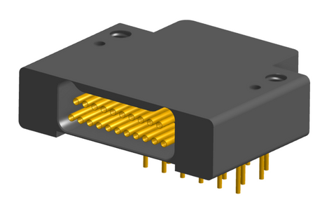 NK-2F2-021-435-0000 - Nano-miniature D-shaped right angle plated through hole (PTH) board mount connector with mounting holes, 2 rows with 21 contacts, and no hardware. (Receptacle)