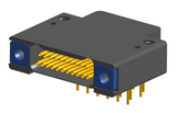 NK-2F2-021-435-TH00 - Nano-miniature D-shaped right angle plated through hole (PTH) board mount connector with mounting holes, 2 rows with 21 contacts, and threaded holes for attachment hardware. (Receptacle)