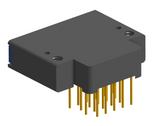 NK-2F2-021-435-TH00 - Nano-miniature D-shaped right angle plated through hole (PTH) board mount connector with mounting holes, 2 rows with 21 contacts, and threaded holes for attachment hardware. (Receptacle)
