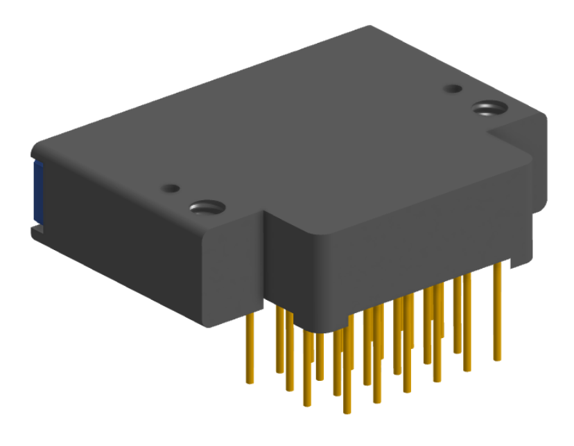 NK-2F2-025-438-TH00 - Nano-miniature D-shaped right angle plated through hole (PTH) board mount connector with mounting holes, 2 rows with 25 contacts, and threaded holes for attachment hardware. (Receptacle)