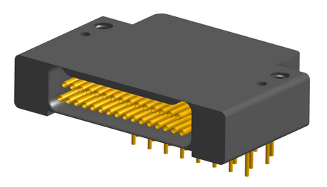 NK-2F2-031-435-0000 - Nano-miniature D-shaped right angle plated through hole (PTH) board mount connector with mounting holes, 2 rows with 31 contacts, and no hardware. (Receptacle)