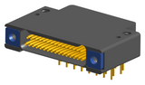 NK-2F2-031-455-TH00 - Nano-miniature D-shaped right angle plated through hole (PTH) board mount connector with mounting holes, 2 rows with 31 contacts, and threaded holes for attachment hardware. (Receptacle)