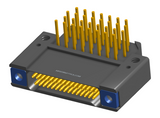 NK-2F2-031-455-TH00 - Nano-miniature D-shaped right angle plated through hole (PTH) board mount connector with mounting holes, 2 rows with 31 contacts, and threaded holes for attachment hardware. (Receptacle)