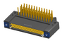 NK-2F4-051-435-TH00 - Nano-miniature D-shaped right angle plated through hole (PTH) board mount connector with mounting holes, 2 rows with 51 contacts, and threaded holes for attachment hardware. (Receptacle)