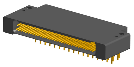 NK-2F2-065-435-0000 - Nano-miniature D-shaped right angle plated through hole (PTH) board mount connector with mounting holes, 2 rows with 65 contacts, and no hardware. (Receptacle)