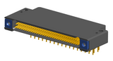 NK-2F2-065-435-TH00 - Nano-miniature D-shaped right angle plated through hole (PTH) board mount connector with mounting holes, 2 rows with 65 contacts, and threaded holes for attachment hardware. (Receptacle)
