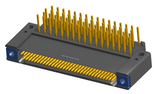 NK-2F2-065-435-TH00 - Nano-miniature D-shaped right angle plated through hole (PTH) board mount connector with mounting holes, 2 rows with 65 contacts, and threaded holes for attachment hardware. (Receptacle)