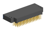 NK-2F2-069-435-TH00 - Nano-miniature D-shaped right angle plated through hole (PTH) board mount connector with mounting holes, 2 rows with 69 contacts, and threaded holes for attachment hardware. (Receptacle)