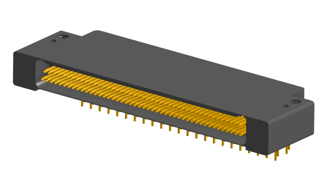 NK-2F2-091-435-0000 - Nano-miniature D-shaped right angle plated through hole (PTH) board mount connector with mounting holes, 2 rows with 91 contacts, and no hardware. (Receptacle)