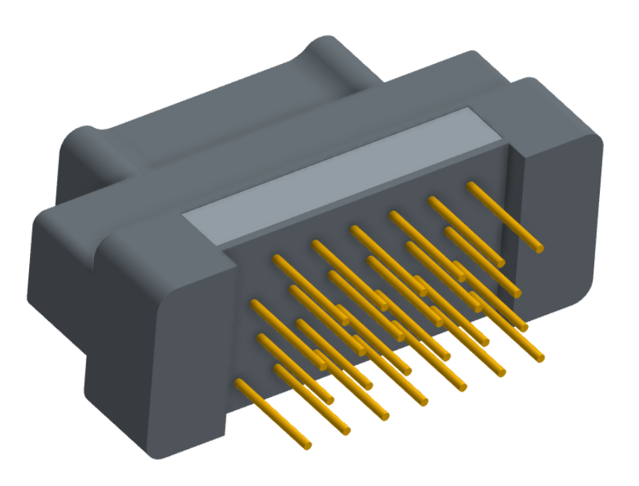 NK-2G2-025-145-0000 - Nano-miniature D-shaped vertical plated through hole (PTH) board mount connector, 2 rows with 25 contacts, and no hardware. (Plug)