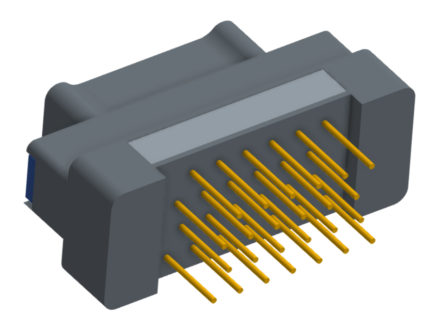 NK-2G2-025-135-TH00 - Nano-miniature D-shaped vertical plated through hole (PTH) board mount connector, 2 rows with 25 contacts, and no hardware. (Plug)