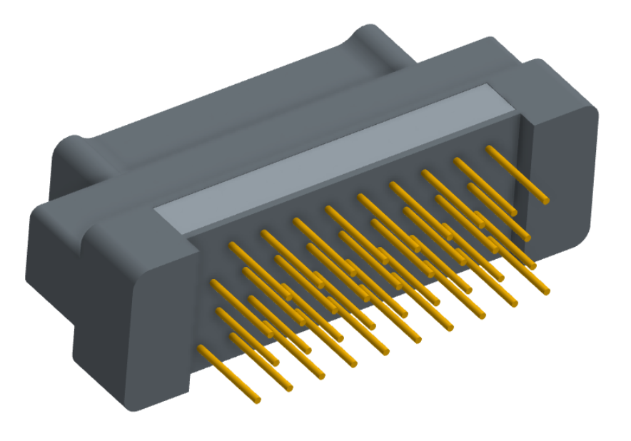 NK-2G2-037-135-0000 - Nano-miniature D-shaped vertical plated through hole (PTH) board mount connector, 2 rows with 37 contacts, and no hardware. (Plug)