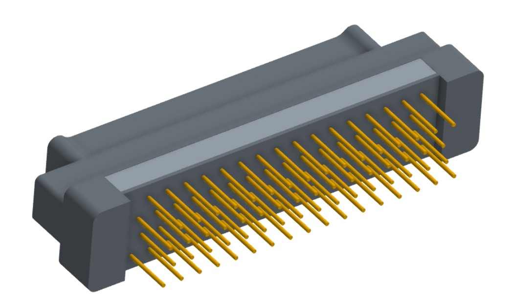 NK-2G2-065-135-0000 - Nano-miniature D-shaped vertical plated through hole (PTH) board mount connector, 2 rows with 65 contacts, and no hardware. (Plug)