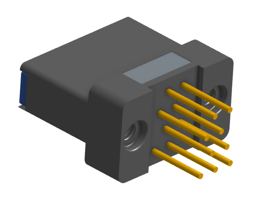 NK-2H2-009-238-TH00 - Nano-miniature D-shaped vertical plated through hole (PTH) board mount connector with mounting holes, 2 rows with 9 contacts, and threaded holes for attachment hardware. (Receptacle)