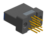 NK-2H2-009-238-TH00 - Nano-miniature D-shaped vertical plated through hole (PTH) board mount connector with mounting holes, 2 rows with 9 contacts, and threaded holes for attachment hardware. (Receptacle)