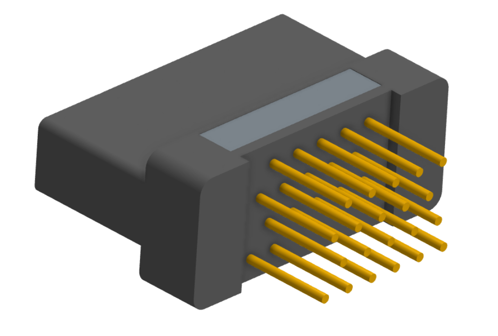 NK-2H2-021-235-0000 - Nano-miniature D-shaped vertical plated through hole (PTH) board mount connector with mounting holes, 2 rows with 21 contacts, and no hardware. (Receptacle)