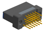 NK-2H2-021-235-TH00 - Nano-miniature D-shaped vertical plated through hole (PTH) board mount connector with mounting holes, 2 rows with 21 contacts, and threaded holes for attachment hardware. (Receptacle)