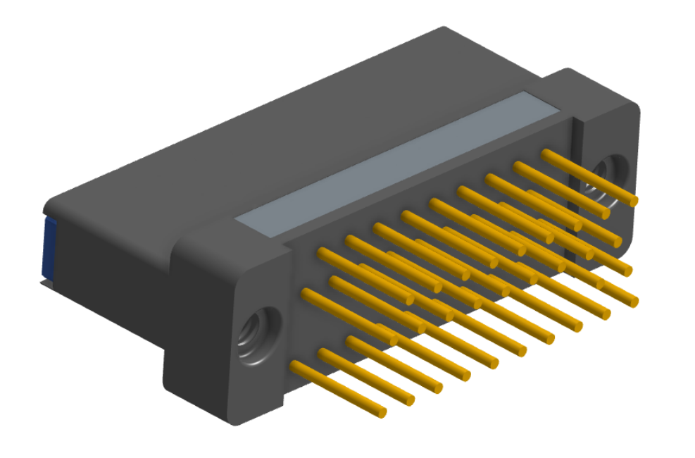 NK-2H2-037-238-TH00 - Nano-miniature D-shaped vertical plated through hole (PTH) board mount connector with mounting holes, 2 rows with 37 contacts, and threaded holes for attachment hardware. (Receptacle)