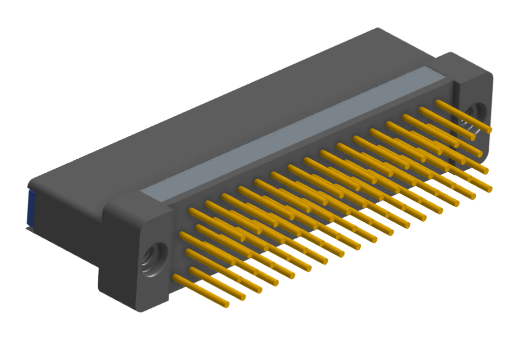 NK-2H2-065-235-TH00 - Nano-miniature D-shaped vertical plated through hole (PTH) board mount connector with mounting holes, 2 rows with 65 contacts, and threaded holes for attachment hardware. (Receptacle)