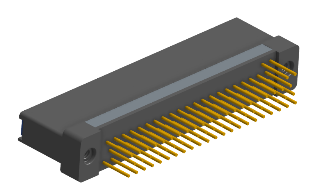 NK-2H2-085-238-TH00 - Nano-miniature D-shaped vertical plated through hole (PTH) board mount connector with mounting holes, 2 rows with 85 contacts, and threaded holes for attachment hardware. (Receptacle)