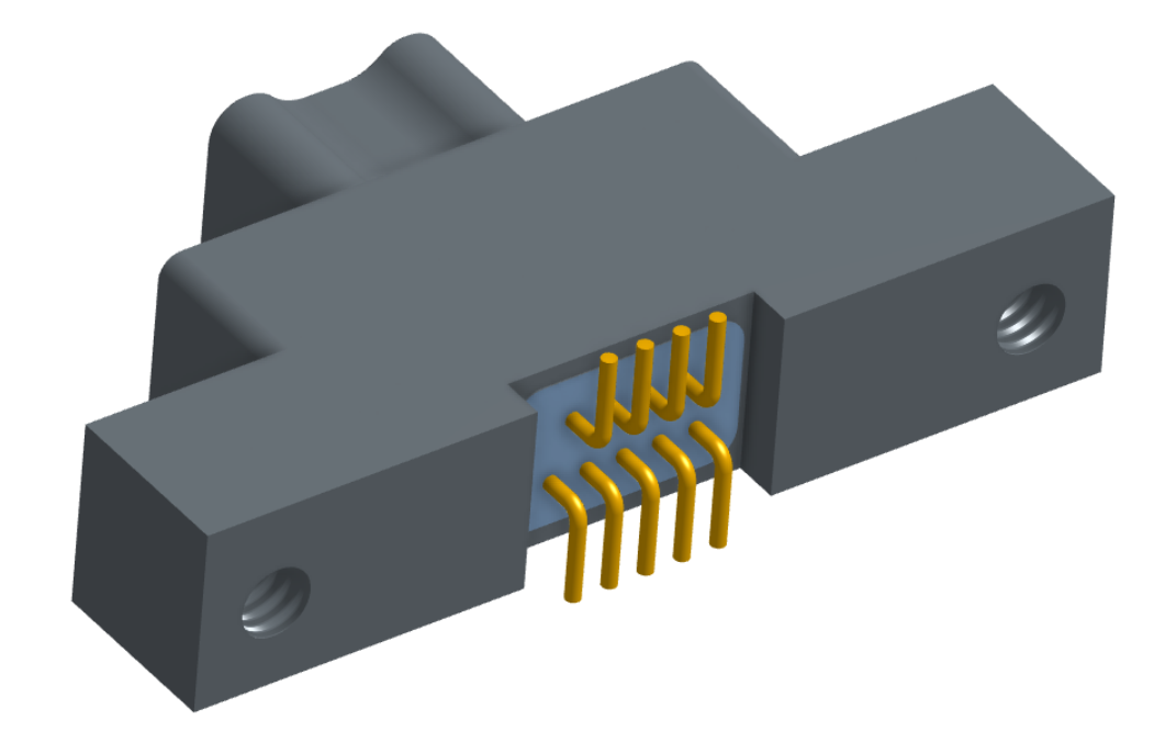 NK-2K3-009-128-0000 - Nano-miniature D-shaped vertical surface board mount (SMT) connector with mounting ears, 2 rows with 9 contacts, and no hardware. (Plug)