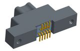 NK-2K3-009-128-0000 - Nano-miniature D-shaped vertical surface board mount (SMT) connector with mounting ears, 2 rows with 9 contacts, and no hardware. (Plug)