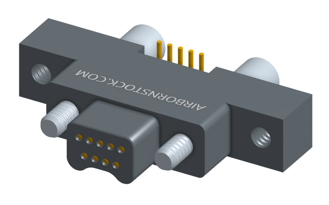 NK-2K4-009-128-JC00 - Nano-miniature D-shaped vertical surface board mount (SMT) connector with mounting ears, 2 rows with 9 contacts, and no hardware. (Plug)