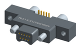 NK-2K4-009-128-JC00 - Nano-miniature D-shaped vertical surface board mount (SMT) connector with mounting ears, 2 rows with 9 contacts, and no hardware. (Plug)