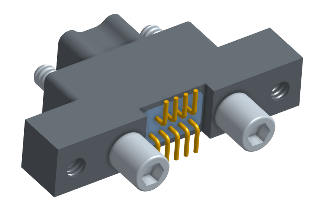 NK-2K4-009-128-JC00 - Nano-miniature D-shaped vertical surface board mount (SMT) connector with mounting ears, 2 rows with 9 contacts, and no hardware. (Plug)