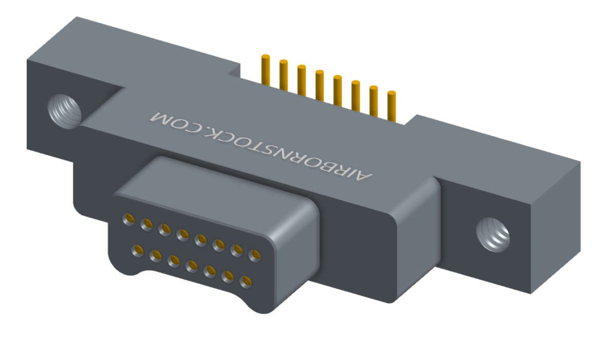 NK-2K4-015-128-0000 - Nano-miniature D-shaped vertical surface board mount (SMT) connector with mounting ears, 2 rows with 15 contacts, and no hardware. (Plug)