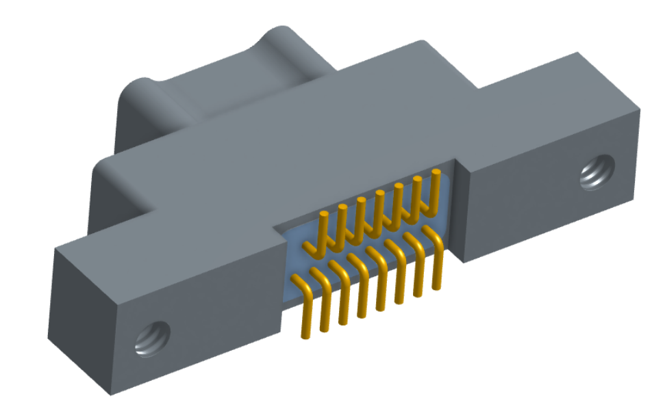 NK-2K4-015-128-0000 - Nano-miniature D-shaped vertical surface board mount (SMT) connector with mounting ears, 2 rows with 15 contacts, and no hardware. (Plug)