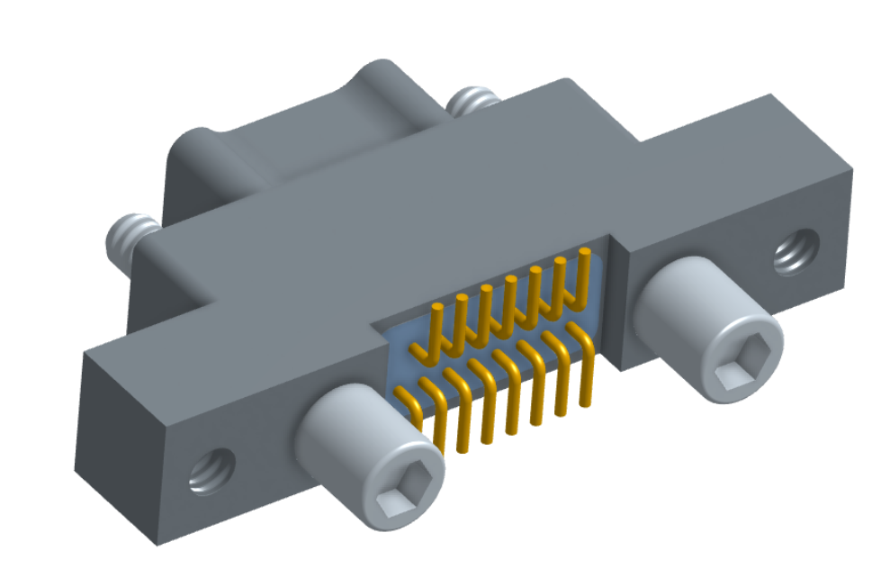 NK-2K4-015-128-JC00 - Nano-miniature D-shaped vertical surface board mount (SMT) connector with mounting ears, 2 rows with 15 contacts, and no hardware. (Plug)