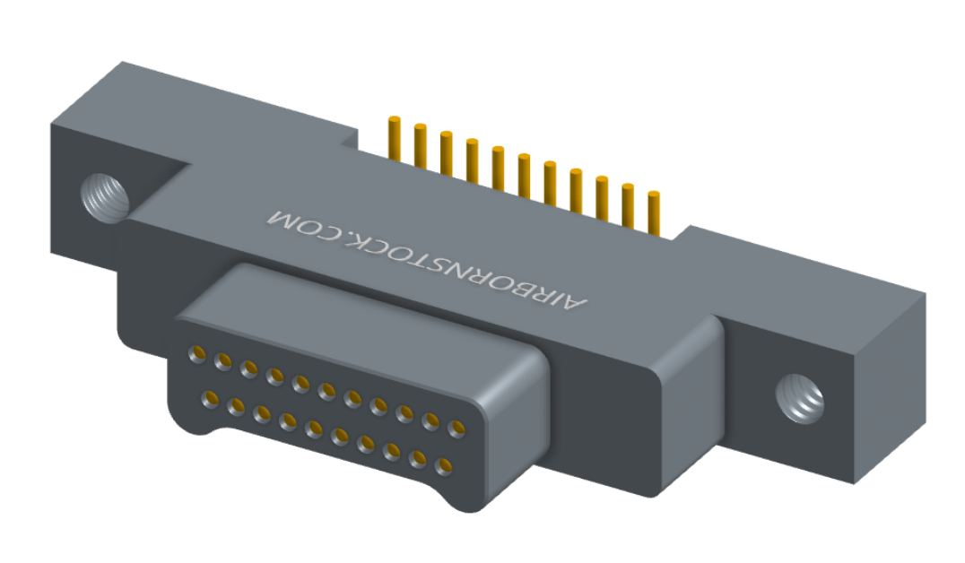NK-2K2-021-125-0000 - Nano-miniature D-shaped vertical surface board mount (SMT) connector with mounting ears, 2 rows with 21 contacts, and no hardware. (Plug)