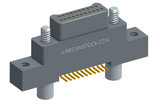 NK-2K3-021-128-JC00 - Nano-miniature D-shaped vertical surface board mount (SMT) connector with mounting ears, 2 rows with 21 contacts, and no hardware. (Plug)