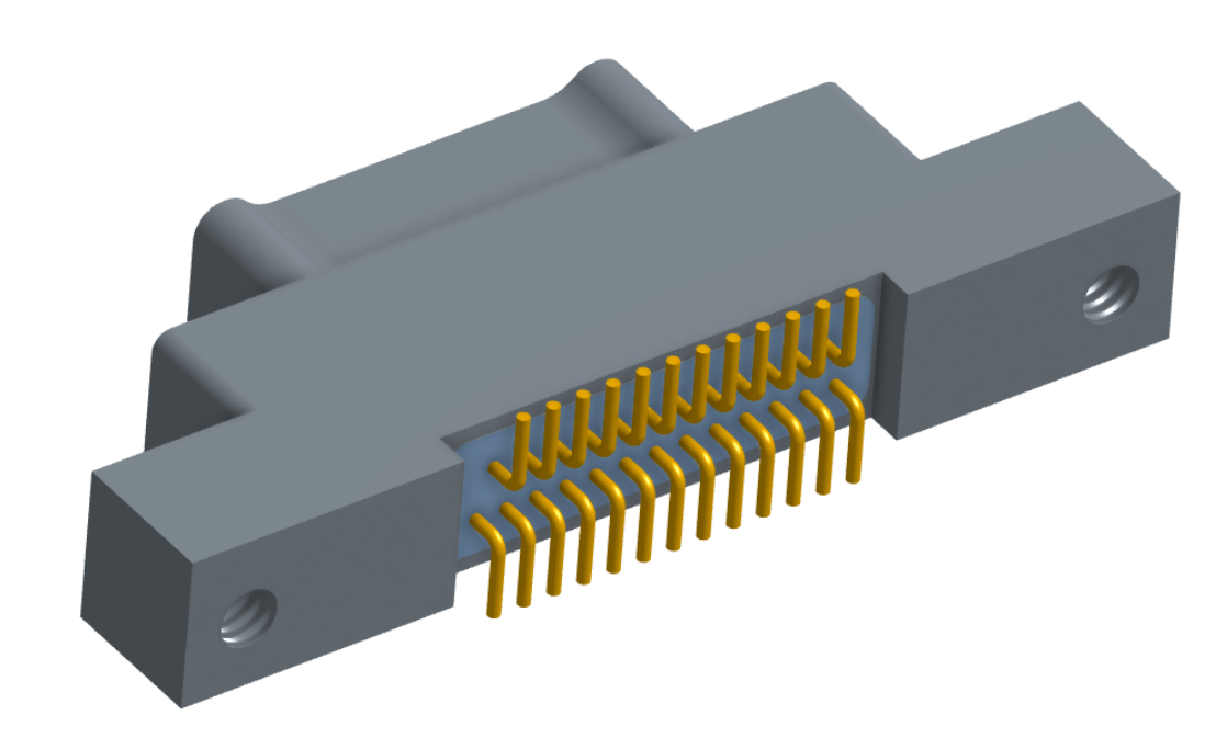 NK-2K2-025-128-0000 - Nano-miniature D-shaped vertical surface board mount (SMT) connector with mounting ears, 2 rows with 25 contacts, and no hardware. (Plug)