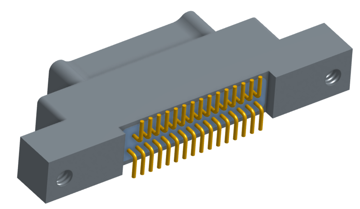 NK-2K2-031-128-0000 - Nano-miniature D-shaped vertical surface board mount (SMT) connector with mounting ears, 2 rows with 31 contacts, and no hardware. (Plug)