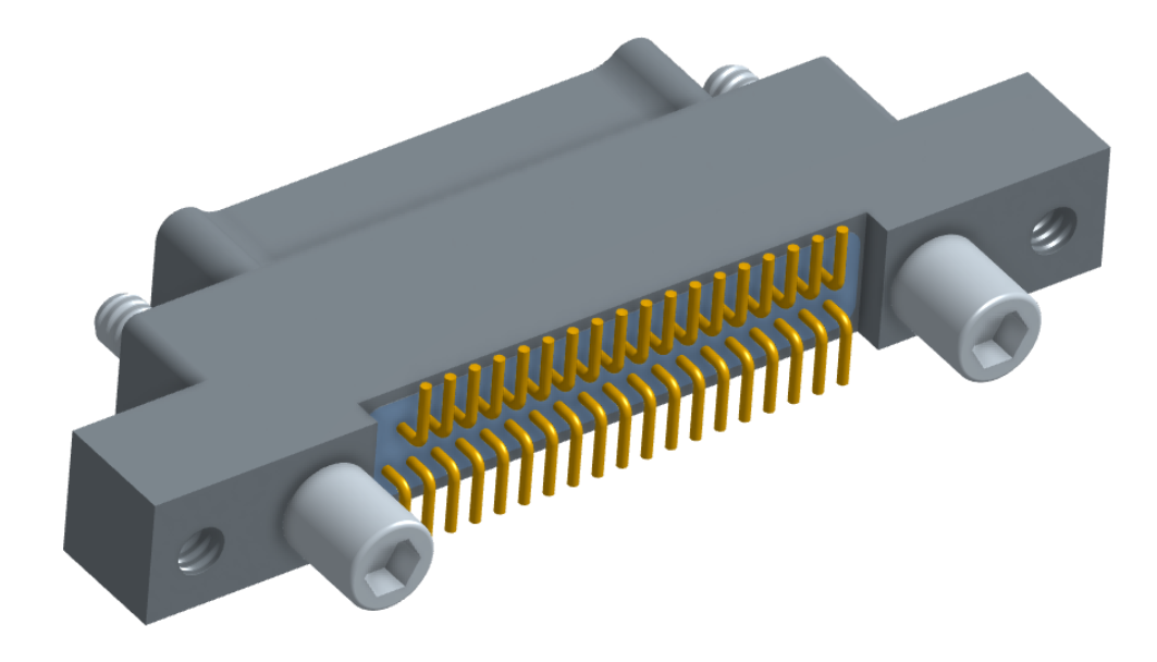 NK-2K2-037-128-JC00 - Nano-miniature D-shaped vertical surface board mount (SMT) connector with mounting ears, 2 rows with 37 contacts, and no hardware. (Plug)
