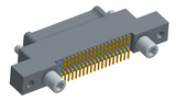 NK-2K2-037-128-JC00 - Nano-miniature D-shaped vertical surface board mount (SMT) connector with mounting ears, 2 rows with 37 contacts, and no hardware. (Plug)