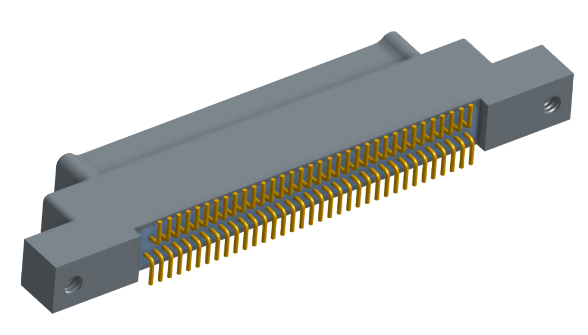 NK-2K4-069-128-0000 - Nano-miniature D-shaped vertical surface board mount (SMT) connector with mounting ears, 2 rows with 69 contacts, and no hardware. (Plug)